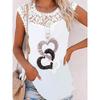 Chaleco informal holgado de algodón de colores con cuello redondo y borde de encaje con estampado floral para mujer de Amazon, estilo europeo y americano, verano 2022
