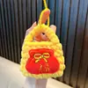 Porta-moedas Chaveiro Flor Tecida Mini Bolsa de Armazenamento de Lã para Meninas Outono e Inverno Pelúcia Pequenos Presentes Atacado