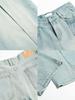 Jeans Yongfang Estilo Americano Azul Turquesa para Hombres y Mujeres, Lavados, Desestructurados, Tridimensionales, Holgados, de Pierna Recta, Casuales, Apilados, Pantalones de Pierna Ancha