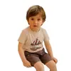 Camiseta de Manga Curta para Bebê Estilo Escandinavo Roupas de Verão Tops Infantis 2026 Roupas Infantis Meninos e Meninas Camiseta de Manga Meia-Manga Estampa de Desenho