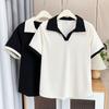 Verão 100,00kg plus size nova cor retrô camisa de manga curta com gola POLO irmã gorda lapela camiseta jaqueta 6515