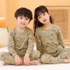 Pijama de Algodão com Estampa de Bolinhas Infantil Conjunto para Casa Outono e Inverno Novo Multicolorido Estampado Meninas Pijama Quente Meninos