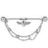 Cadena europea y americana de Amazon con forma de corazón de acero inoxidable, varilla larga para oreja, cinco estrellas, perforación corporal humana, uña larga para oreja, joyería de comercio exterior