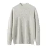 Suéter Masculino Gola Redonda 100% Caxemira Pura, Suéter de Malha Grossa Lisa para Outono e Inverno, Camada Base Espessa e Quente