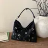 Bolso Tote de Gran Capacidad Retro con Remaches para Mujer 2025 Nuevo Color Puro Terciopelo de Ciervo Moda para Viajar de un Hombro Cruzado de Mano