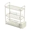 Estante de doble capa para cuencos en encimera de cocina, escurridor de platos multifuncional, escurridor, portapalillos, portacuchillos y portacuchillas