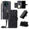 Funda Protectora de Cuero para Teléfono Móvil Samsung S25Fe A16 Nueva con Ranura para Tarjeta en Forma de Diamante Estilo Chanel Cartera con Correa Cruzada A37