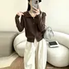 Cardigan de tricô com gola marinha, venda quente transfronteiriça, zíper, trança, cor sólida, top solto, top versátil, estilo preguiçoso