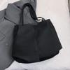 Bolsa Casual de Grande Capacidade Bolsa de Ombro Feminina de Moda Verão Bolsa Tote de Lona Simples Versátil Bolsa de Aula para Estudante Universitário