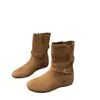 Botines Cortos Apilados con Hebilla Retro Nuevos Otoño/Invierno para Mujer 2026 Estilo Merade de Otoño Ante Suela Suave Versátiles Botas de Poner