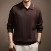 Suéter de punto jacquard de manga larga de alta gama para hombre, estilo "old money" americano, nuevo top holgado con cuello de gaviota para otoño 2026