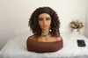 Peruca de faixa de cabeça europeia e americana transfronteiriça profunda, fita de seda gelada, cabelo cacheado pequeno, permanente afro, peruca de faixa de cabeça de fibra sintética