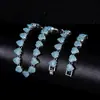 Colar Cruzado Europeu e Americano com Coração de Pêssego Full Diamond Personalidade Criativa Popular Versátil Tendência Joias Combinando Colar
