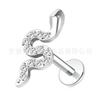 Pendientes de titanio F136 con forma de serpiente incrustados con circonita año de la serpiente uña de labio uña de cartílago de la oreja joyería para piercing corporal de aleación de titanio G23 pendientes