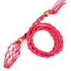 6107- Colar com Pingente de Malha Trançada Transfronteiriço Ajustável Retrátil Suporte de Malha Feito à Mão Corda Vintage Amethyst Pedra Bruta