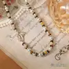 Popular Cadena Doble para Clavícula de Caballo con Piedra Natural Ojo de Tigre y Cuentas de Color Contrastante de Ainibeni, Collar de Moda y Versátil