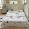 Manta Chal Multifuncional de Felpa de Leche de Dibujos Animados Linda y Fresca, de una Sola Capa, Doble Cara, Manta de Ocio, Manta para Aire Acondicionado, Manta para Cama Individual