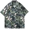 Moda Preguiçosa Sem Marca Moda Elegante Gola Cubana Camisa Estampada Flor de Praia Camisa de Manga Curta de Verão Masculina Nova Artística