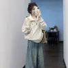 Jaqueta moletom estilo coreano com zíper e gola alta para mulheres, outono/inverno 2026 nova jaqueta baseball fina de fleece casaco casual