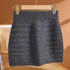 Otoño e Invierno Nuevo Falda de Punto 100% Lana para Mujer Falda Corta de Canalé de Cintura Alta Moda Temperamento Falda de Lana Engrosada