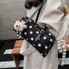 Bolso de mano de gamuza con lunares, gran capacidad, estilo simple de otoño, nuevo modelo 2026, bolso de hombro para mujer coreana con patrón, bajo el brazo