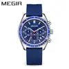 MEGIR nuevo reloj de cuarzo cronógrafo multifunción para hombre de negocios con correa de silicona al por mayor reloj luminoso resistente al agua
