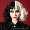 Peluca de Cosplay de Bruja Kuira Blanco y Negro Transfronteriza Peluca Completa Rizada Corta Esponjosa Europea y Americana Fabricante Stock Listo Venta al Por Mayor