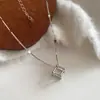 Corrente de Clavícula Quadrada Geométrica Cubo Transfronteiriça Design Feminino Nicho Colar de Prata Estilo Ins Estilo Cool Colar