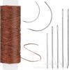 Kit de costura de cuero transfronterizo con hilo para zapatos, herramienta punzón, artesanía multifuncional para reparación de zapatos, hilo encerado hecho a mano para tejido a mano