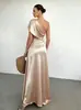 Vestido de noche satinado de un solo hombro de alta gama para fiesta de banquete Amazon transfronterizo europeo y americano 2026