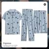 Algodão Puro Masculino Primavera e Verão Calças de Manga Curta Roupas de Casa Finas Masculino Primavera e Verão Conjunto de Três Peças Roupa com Shorts
