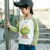Camiseta de Manga Longa com Estampa de Animal Cartoon para Meninos da Primavera e Outono Novo Estilo para Crianças Pequenas e Médias Algodão Lycra Camiseta Básica de Gola Redonda para Crianças