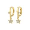 Pendientes de plata de ley S925 con colgante de estrella de diamantes de moda, microincrustaciones de sentido avanzado, estrella de cinco puntas simple, borla corta, hebilla para la oreja