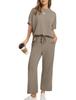 Conjunto Casual Feminino Duas Peças Transfronteiriço, Calça Wide Leg, Terno para o Dia a Dia Todas as Estações, Gola Redonda, Em Estoque