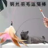 Juguete de Caña con Plumas para Gatos, Varilla de Acero Extensible, Alta Elasticidad, Juguete Interactivo para Mascotas para Entretenimiento Propio y Alivio del Aburrimiento