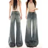Jeans acampanados de moda, favorecedores para las piernas, adelgazantes, hasta el suelo, para mujer, 2026, con estampado de bambú, retro, de mezclilla ligeramente acampanados