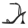 Novos Sapatos Femininos de Moda com Bico Quadrado para Mulheres, Versáteis, Salto Alto com Fivela de Dedo Único, Preto Puro, Sandálias Femininas de Verão com Salto Agulha, Modernos