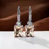 Brincos Pendentes Quadrados de Diamante Levemente Luxuosos Mais Vendidos Transfronteiriços, Brincos com Gancho de Orelha com Zircônia Microincrustada Atacado