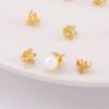 Pino de lapela em formato de flor com retenção de cor 18K base de pérola 6mm banhado a cobre ouro real base para pingente de pérola DIY acessórios de cobre