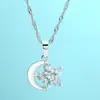 Colar de Estrela e Lua para Mulheres, Design de Nicho, Corrente de Clavícula Versátil da Moda com Acessório de Joia com Pingente Micro-Incustado em Estoque