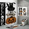 Ventas Directas de Fábrica Amazon Comercio Electrónico Halloween Nuevo Estampado Digital Impermeable Poliéster Cortina de Baño Mampara Cortina de Ducha 2