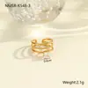 Anillo de Acero Inoxidable con Circonita Incrustada Estilo de Moda Transfronterizo Chapado en Oro de 18K Lujo Accesible Anillo de Acero de Titanio Joyería de Mano Ajustable