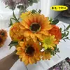 Flores Artificiais de Girassol Nórdico Transfronteiriças, Flores Artificiais para Decoração de Sala de Estar, Enfeites Internos de Outono Estilo Americano, Venda Direta do Fabricante