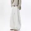 Jeans Blancos para Hombre, Estilo Retro Otoño e Invierno, Chaleco de Plumas para Pareja, Corte Limpio, Silueta Holgada, Pantalones Largos de Pierna Ancha