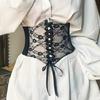 Cinturón elástico de encaje transparente para mujer, con tiras ultra anchas, decoración con falda, diseño Lolita, cintura elástica.