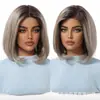 Peluca Completa de Seda Importada Mono Se Puede Peinar Libremente, Peluca Bob Gris Natural Realista en Degradado para Mujeres Cobertura Completa de Cabeza