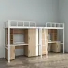 Fabricante de Combinación de Cama de Dormitorio de Acero Simple Moderna con Cama Superior y Mesa Inferior para Dos Personas, Soportes de Cama Inferior Altos de Hierro Forjado Personalización