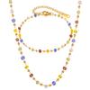 Pulsera OPK de Personalidad Europea y Americana para Mujer Acero Inoxidable Nicho Dopamina Piedra de Vidrio Colorido Acero Titanio Juego de Collar