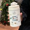 Caneca fofa nova de 2024 para duas bebidas, meninas, alto valor, canudo, copo de aço inoxidável, copo portátil para estudantes