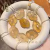 Agata Natural Colorida Cor de Champanhe Formato de Nuvem Cadeado da Sorte Calcedônia Branca Jade Vintage Joias Doce Estilo Doce Pingente Estilo Chinês
